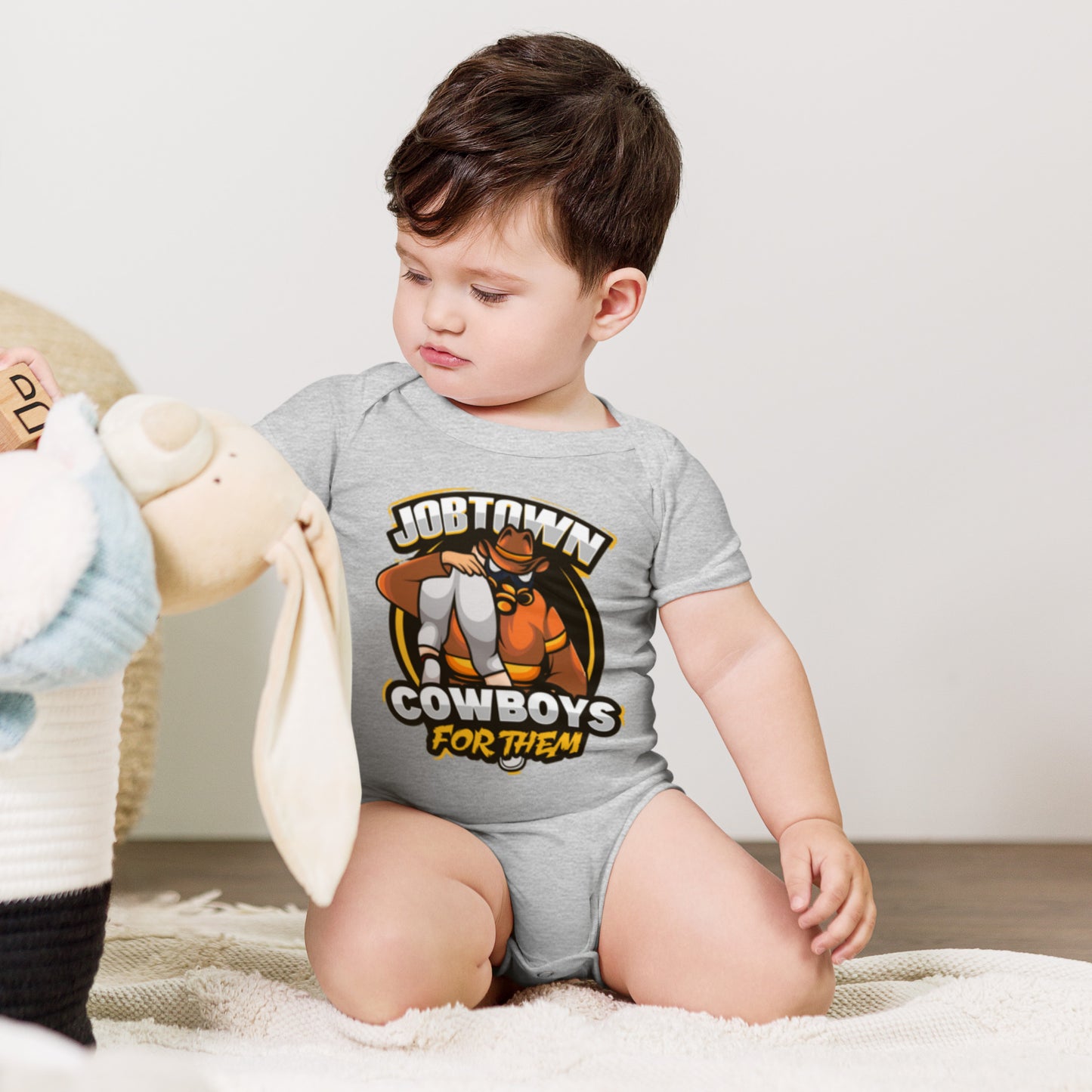 Jobtown Cowboys Firefighter- For Them Baby short sleeve one piece